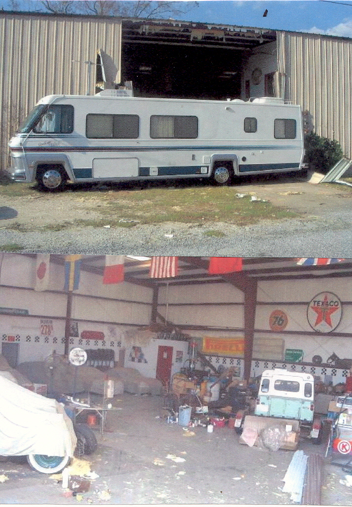 Silhan's garage after storm